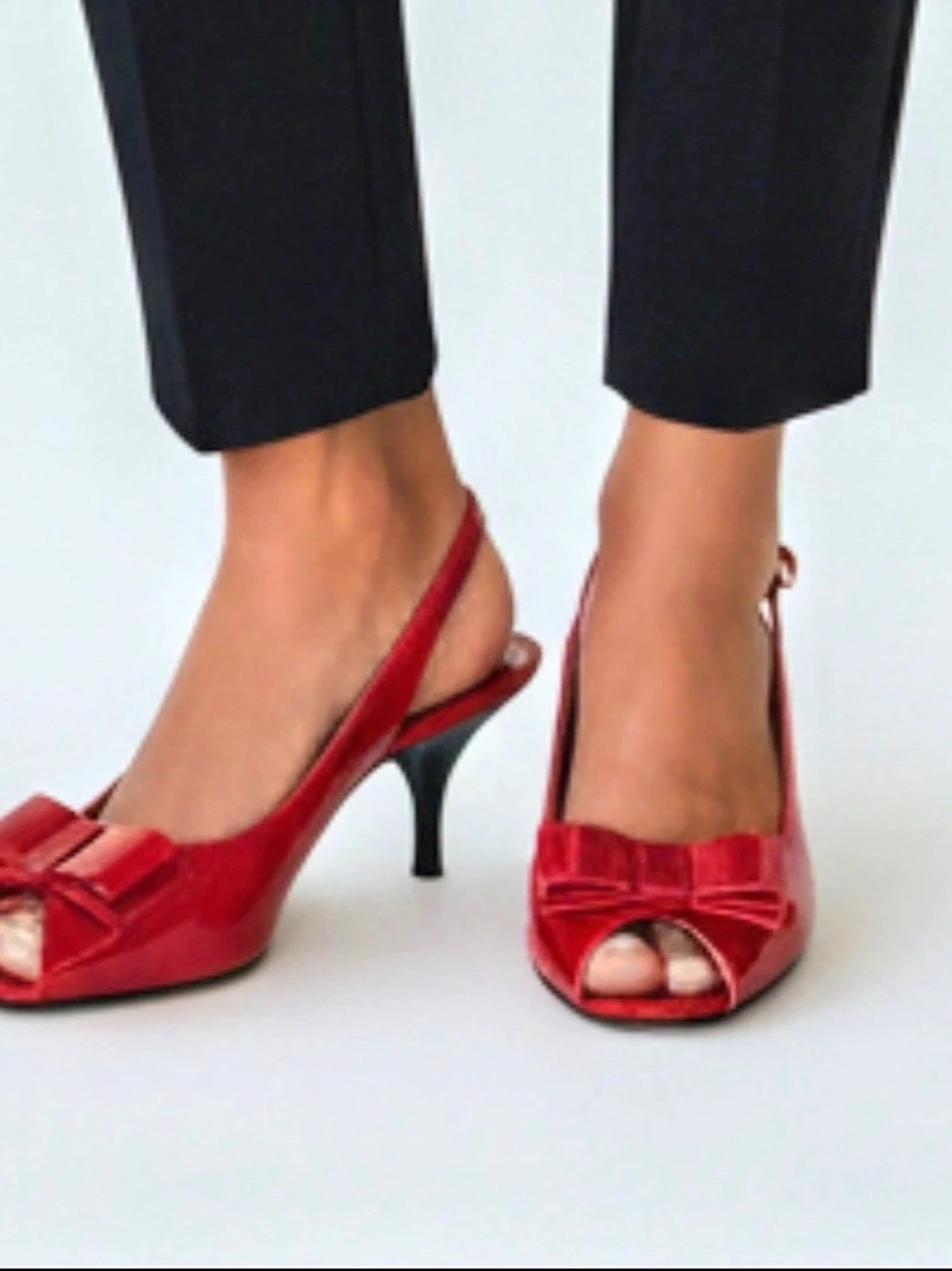 Pesaro Red Patent Bow Heels US 9M Kate